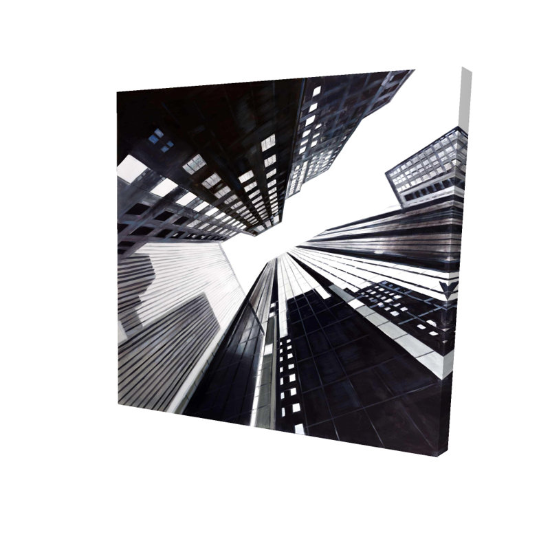 "Low-angle City View Canvas | White Contemporary Bedroom Decor"