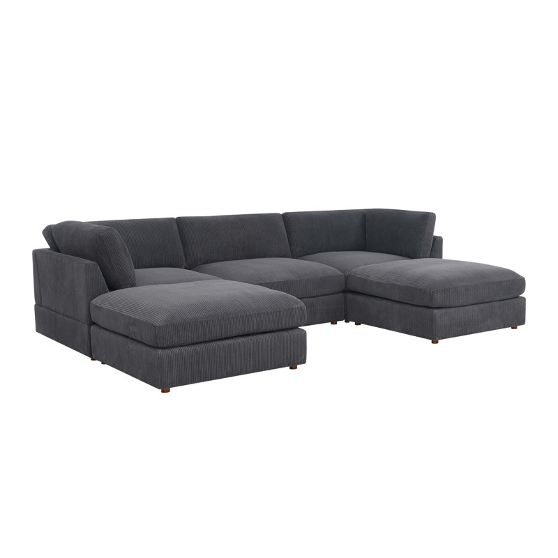 Canapé modulaire en velours côtelé Alderrdeen, Gris foncé