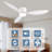 52" Smart Flush Mount Ceiling Fans with Lights Remote,Quiet DC Motor,Outdoor Indoor Low Profile white Ceiling Fan,Control with WIFI Alexa App,Dimmable,ABS blades,for Modern Bedroom Patio-1335290894