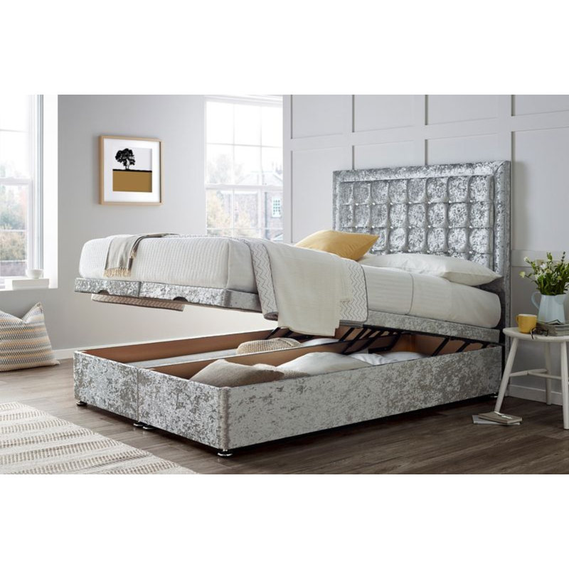 Verona Florence End Lift Ottoman Divan Bed with 24" Headboard on Struts, Purple, Single (3')