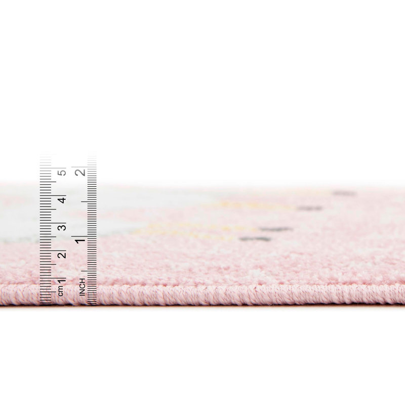 Rectangle Polka Dots Polypropylene Plastic Rug, Runner 2'2" x 3'11", Pink