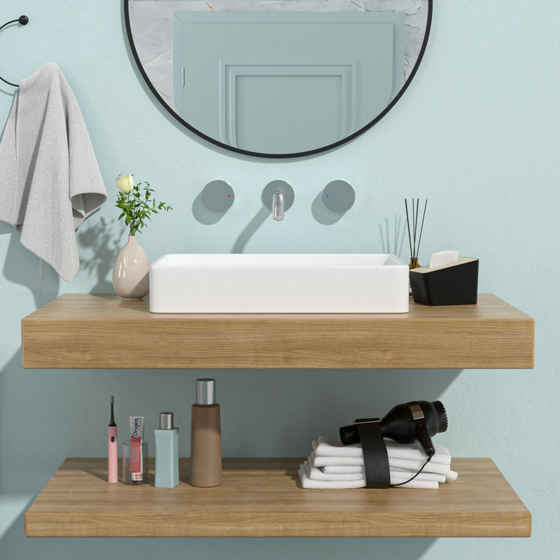Lavabo vasque de salle de bain en céramique 24 po x 16 po - Fabrication élégante et pratique de qualité moderne