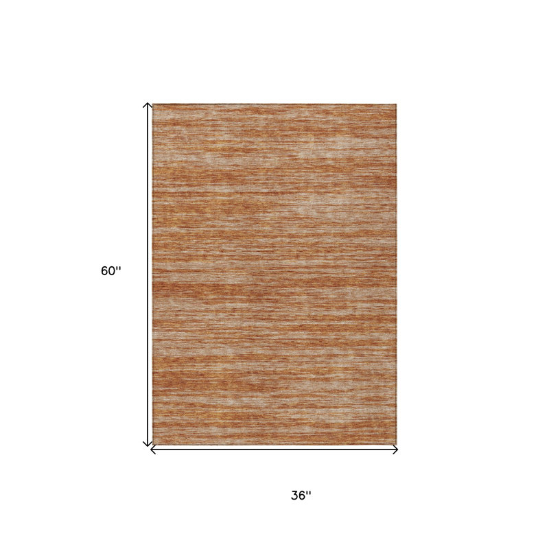 3' X 5' Copper And Rust Abstract Washable Indoor Outdoor Area Rug