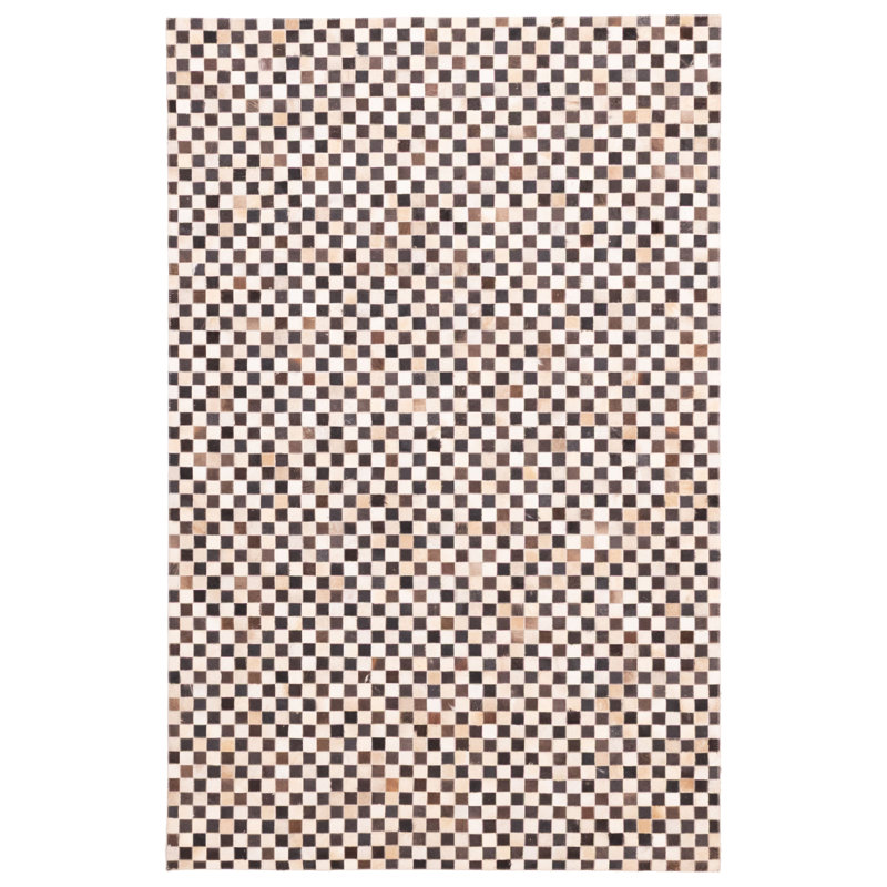 Tapis en cuir de vache noir patchwork 5 pi 1 po x 8 pi 0 po