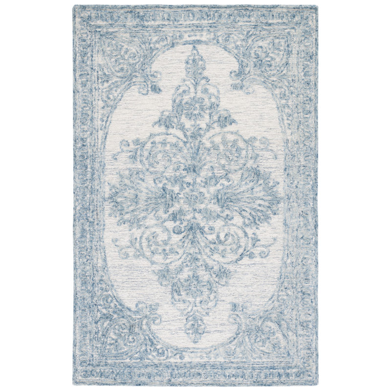 Tapis bleu / ivoire Metro 616, Carré 6 pi