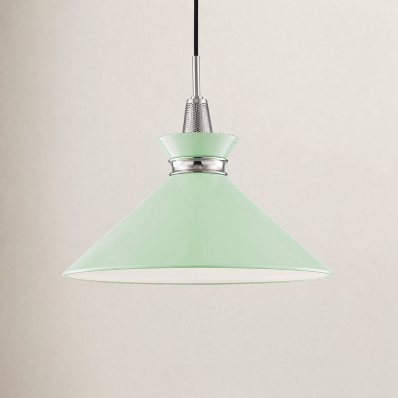 Corby 1 - Light Single Pendant, Mint, Polished Nickel, 15.25" H x 18" W x 18" D