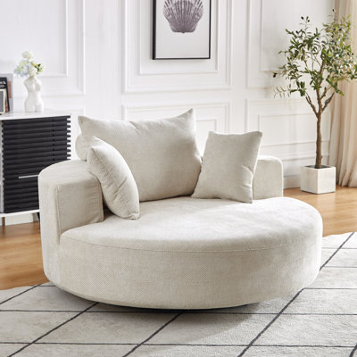 Chaise pivotante 55 po en mousse de chenille simple, canapé-lit moelleux moderne, chaise pivotante à 360 degrés pour le salon, la chambre à coucher, le salon et la salle de projection