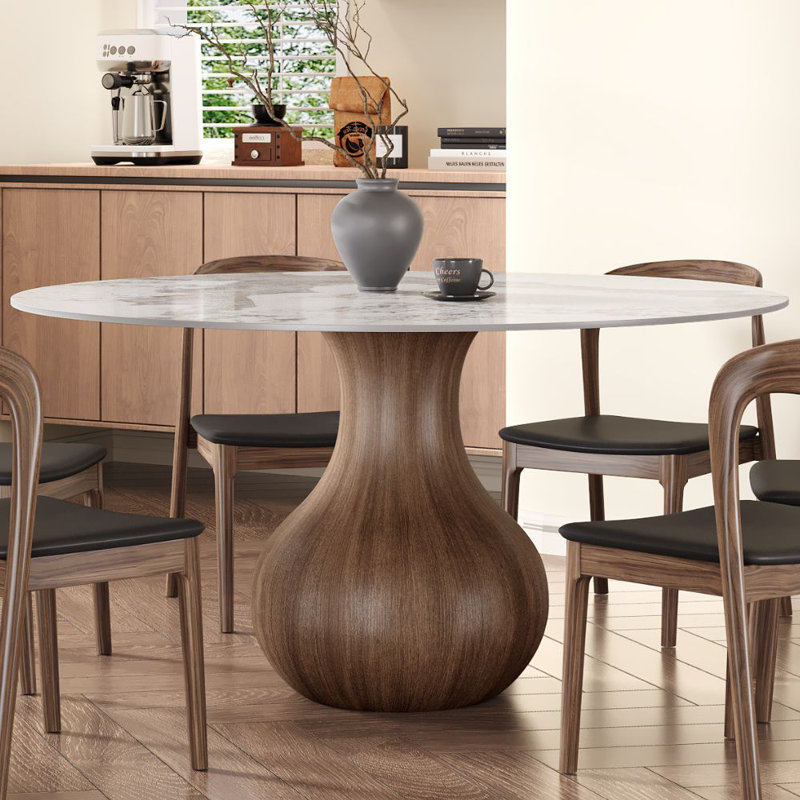 Otelia Pedestal Dining Table, Amber, 29.52"H x 53.1"L x 53.1"W