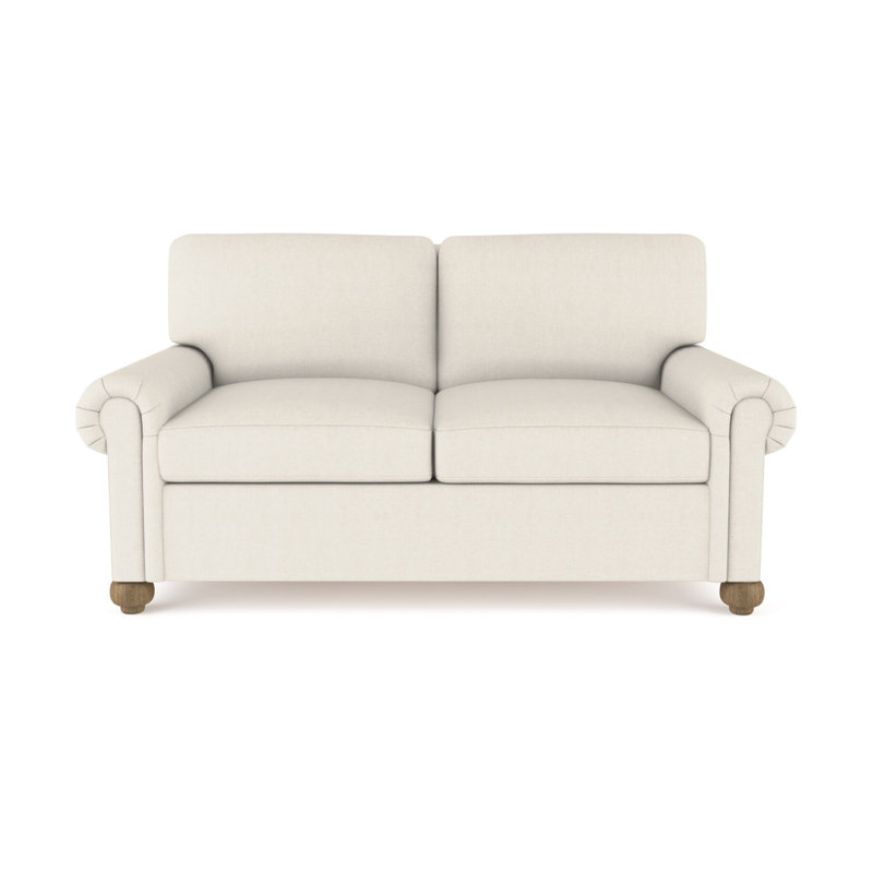 Causeuse Leroy, H 36 po x l 60 po x P 43 po, Lin à tissage carré albâtre, Patiné