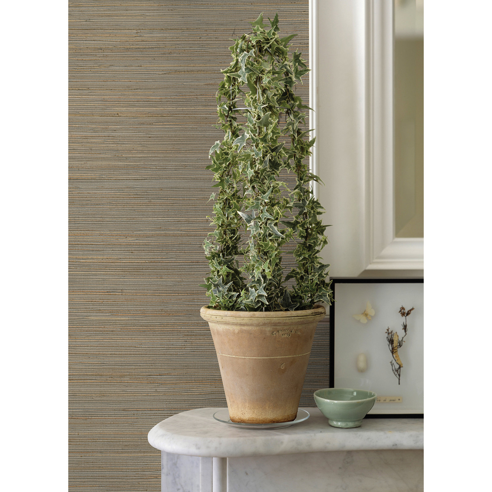Hamza Modern Grass Cloth Abstract Wallpaper, Neutral, 36" W x 24' L