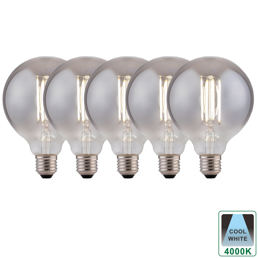 8W E27 G125 Smoked LED Light Bulb 4000K (Set Of 5)