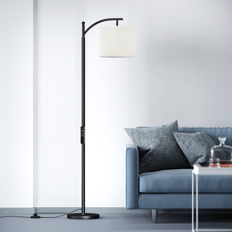 Latitude Run 61.5" Arc Floor Lamp with Remote Control, Black