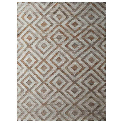 Tapis rectangulaires en jute tissés à la main et à plat Alleyn tissés à la main - rectangulaires, couleur beige blanc, motif géométrique moderne, à poils courts, en fibres naturelles, pour l'extérieur