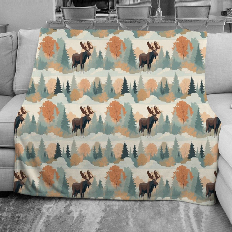 Moose Forest Throw Blanket, Twin
