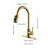 High Arc Brushed Gold Kitchen Faucet - Stainless Steel With Pull Down Spray Head For Optimal Water Reach, 10.23 In. Package Width Out In 360 Rotating Nozzle, 9.82 Space Saving-1686416133