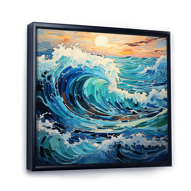 Coastal Waves Of Wonder IV - Nautical & Beach Canvas Prints, H 36 po x l 36 po x P 1,5 po, Cadre flottant noir