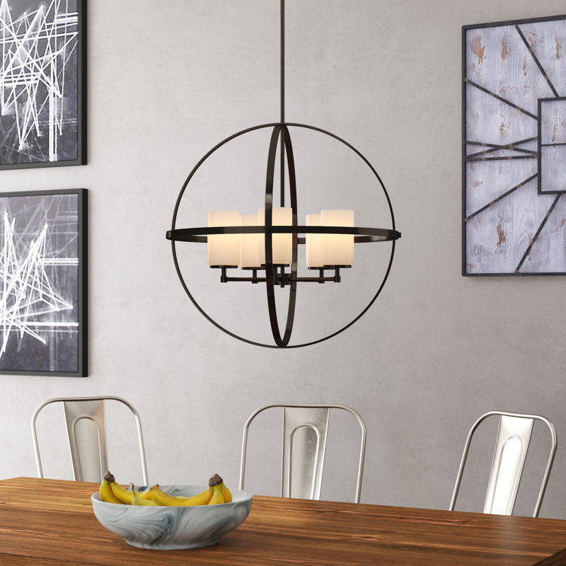 Alturas 5 - Light Dimmable Globe Chandelier, Brushed Oil Rubbed Bronze, Yes