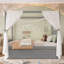 Lit à baldaquin simple avec lit gigogne et 3 tiroirs, tête de lit tapissier, rangement et assemblage facile, beige-2001292032-2001292038