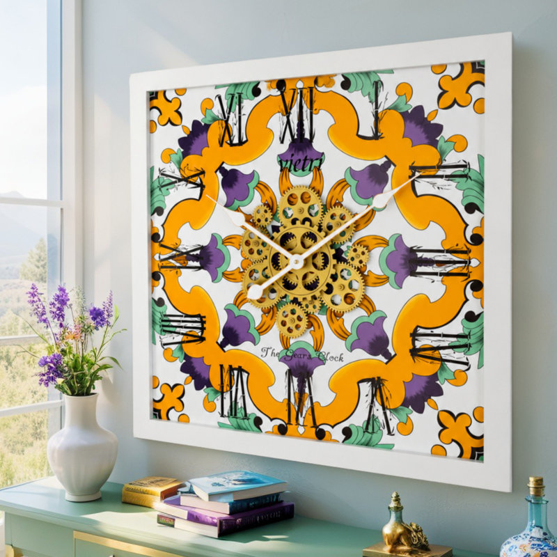 Horloge murale en bois massif, Orange