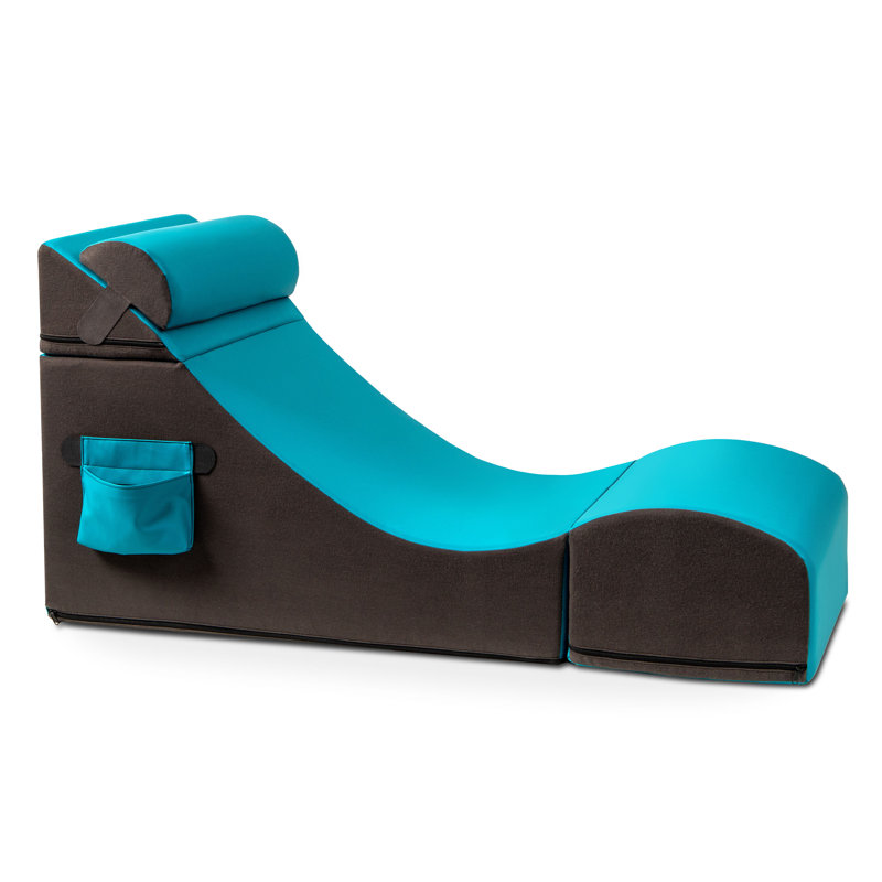 Flexx V-Tex Convertible 3 in 1 Gamer Chair, Table, & Ottoman w/ Adjustable Headrest & Pocket, Turqouise
