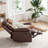 Upholstered Brown Cat Scratch-Resistant Fabric Swivel Rocker Recliner-687169835