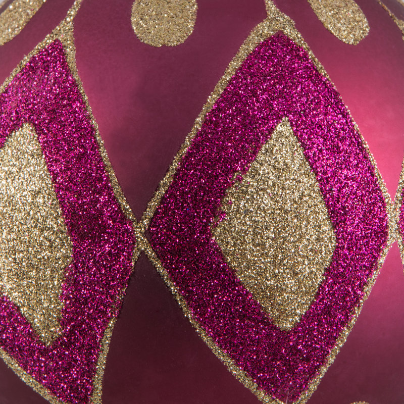 Ornement boule de diamant pailleté mat, Rouge, H 4,75 po x l 4,75 po x P 4,75 po