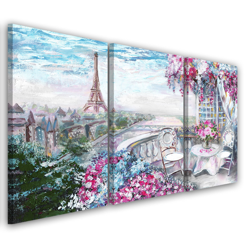 Leinwandbild Paris Eiffel Tower - Landscape - Pastel