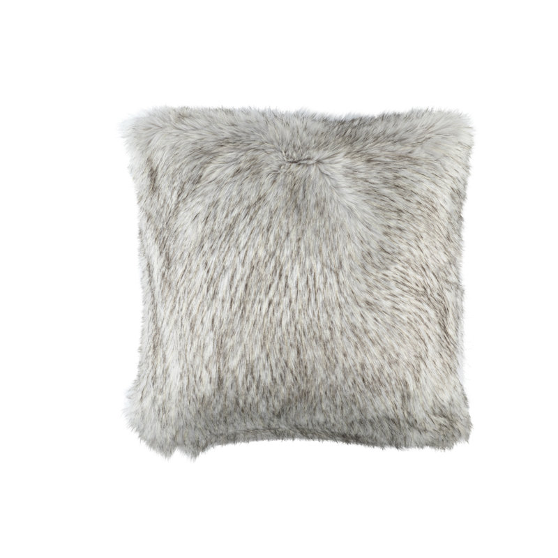Faux Fur Square Pillow Cover & Insert, 28" x 28", Silver