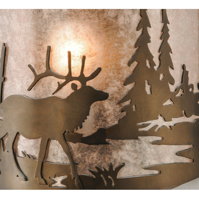 Applique murale encastrée 1 lumière Elk at Lake, Cuivre antique, Cuivre antique / mica argenté