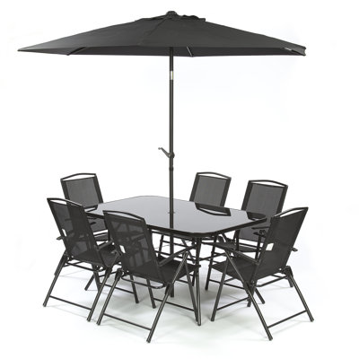 Ensemble repas 8 pièces avec parasol Kroll