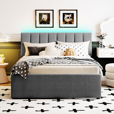 Lit plateforme simple tapissier avec lit gigogne gris - espace de couchage supplémentaire et fonctionnalité polyvalente pour une conception simple et efficace
