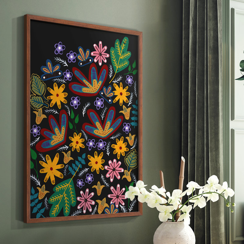 «Muddled Flowers I», reproduction encadrée - bois massif, Brun, H 10 po x l 8 po