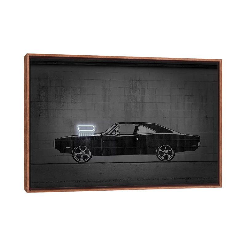 Impression d’art graphique « charger » par octave Mielu, Pas de tapis, H 18 po x l 26 po x P 1,5 po, Cadre bois classique