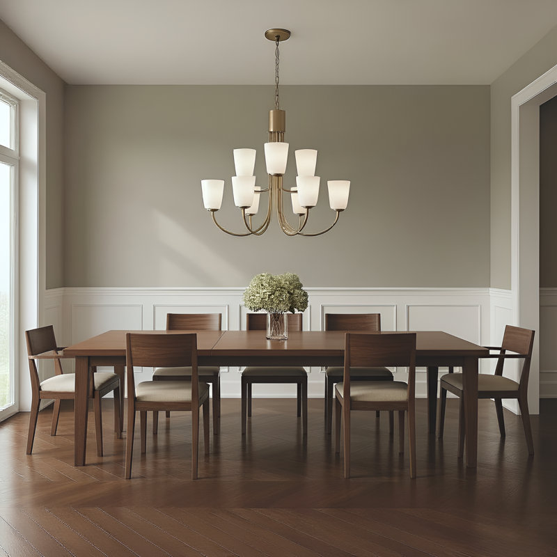 Miles Nine Light Chandelier from Generation Lighting , Satin Brass