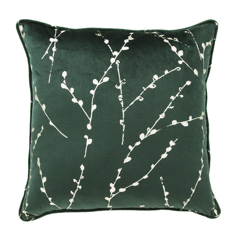 Floral Square Cushion, Dark Green