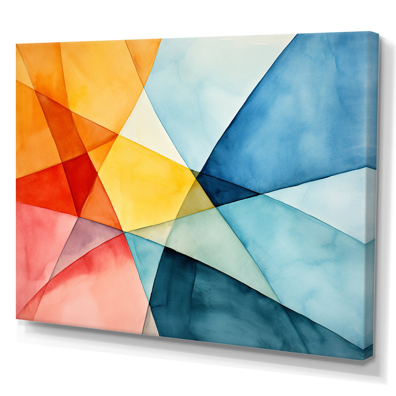 Couleurs pastel contrastant avec composition géométrique I - art mural géométrique, Toile tendue, H 12 po x l 20 po x P 1 po