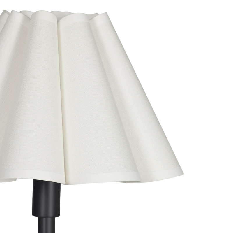 Polly Floor Lamp (Blackened Brass with White Scalloped Shade), Black, White