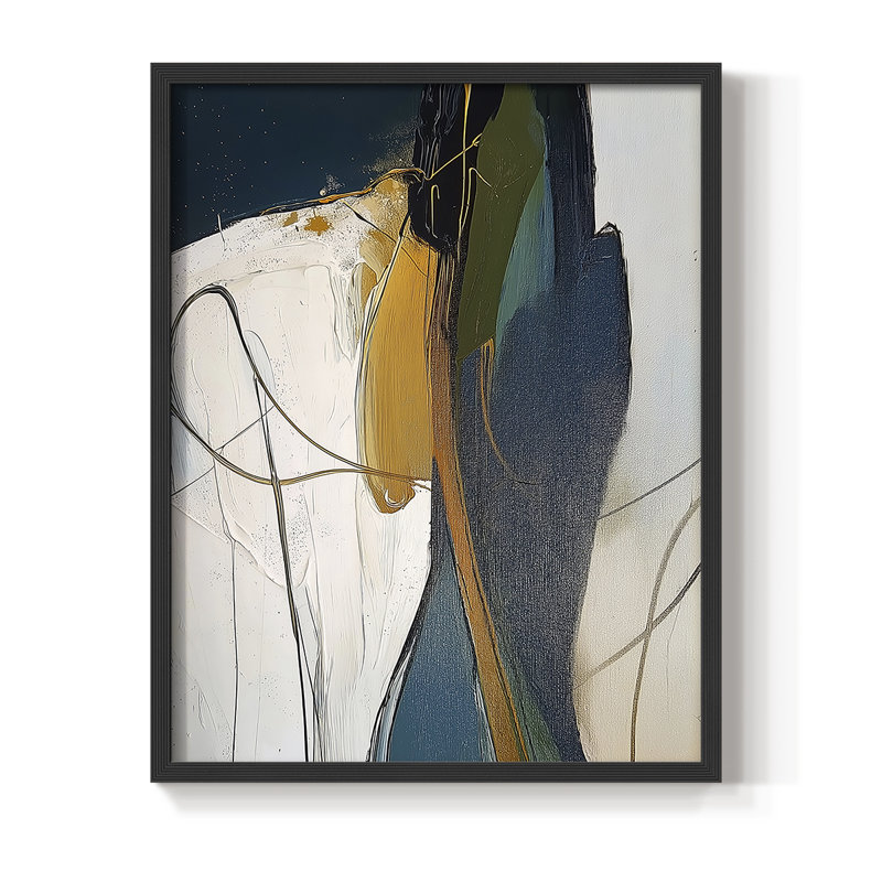 Série ABSTRACT DCxxx III, reproduction encadrée - bois massif, H 11 po x l 9 po, Noir, noir, noir, noir