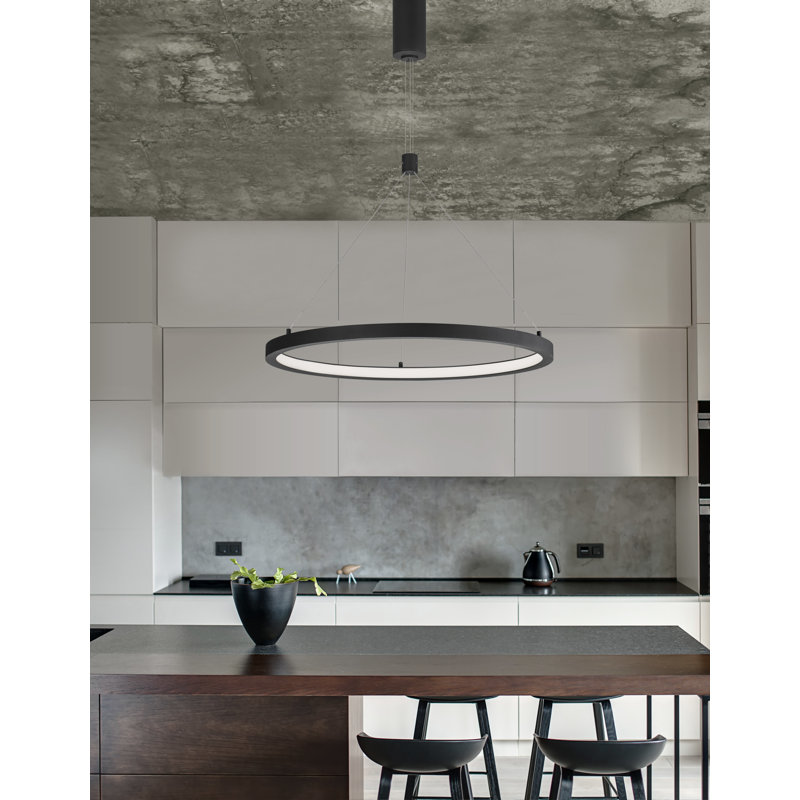 1 - Light LED Unique/Statement Pendant, Black