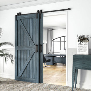 Single Track Bypass Barn Door Hardware Double Doors Kit, Heavy Duty Sliding Barn Door Hardware