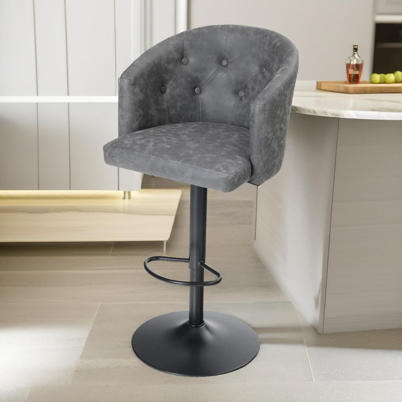 Swivel Upholstered Adjustable Height Counter Stool with Metal Frame