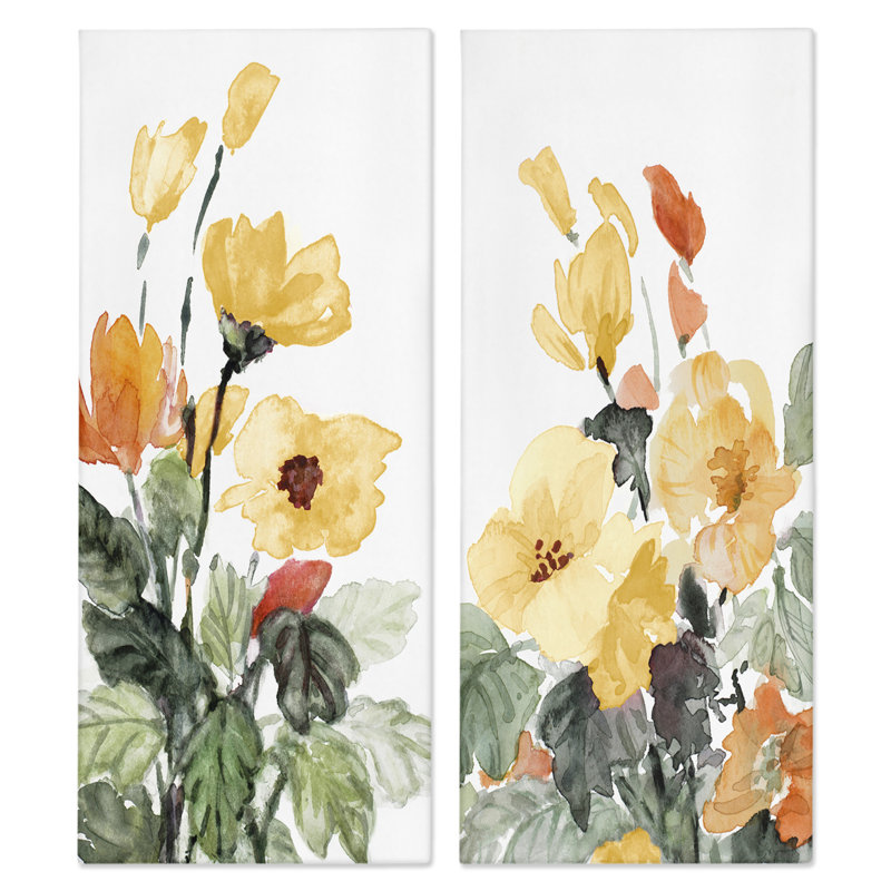 «Yellow Spring Flowers», ensemble de 2 toiles murales par Lanie Loreth, H 30 po x l 13 po x P 1,5 po