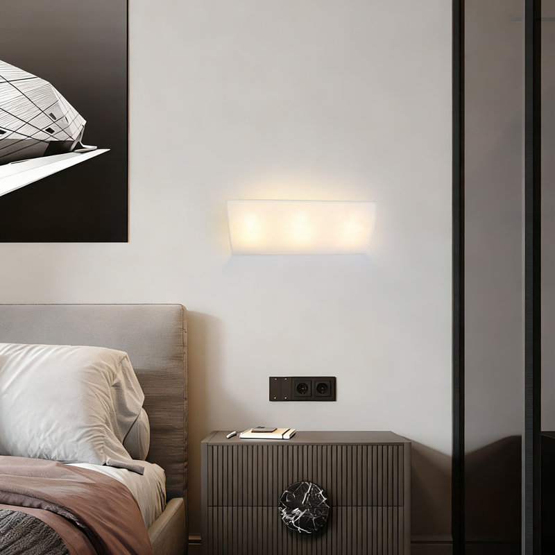 Appliques murales 3 lumières avec abat-jour en tissu blanc, 3, H 7,09 po x l 19,69 po x P 8,68 po