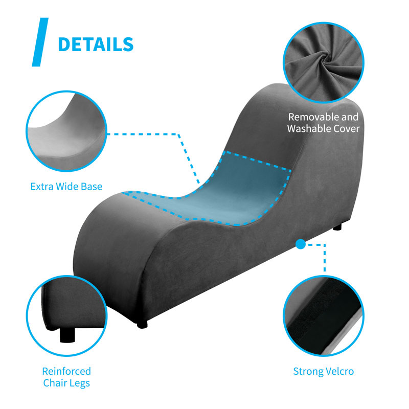 Ergonomic Dark Gray Velvet Yoga Chaise Lounge