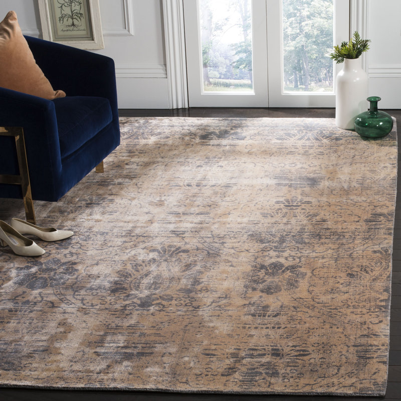 Tapis oriental gris en viscose / coton tissé à la main tibétain, Rectangle 9 pi x 12 pi