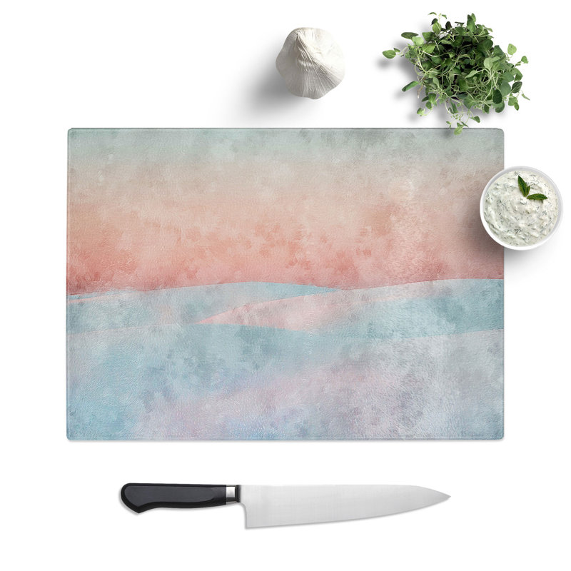 Tempered Glass Pink Desert Chopping Board, 28.5 cm x 39 cm