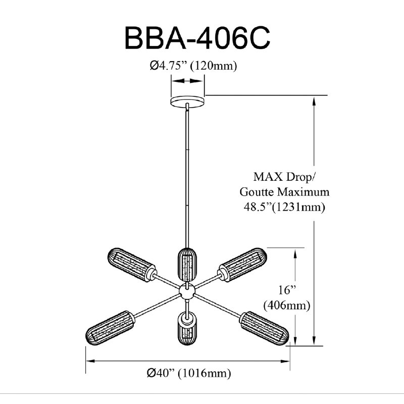 Balbina 6 Light Chandelier, Aged Brass