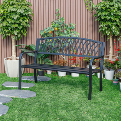 Steel and Cast Iron Garden Bench for Outdoor Serenity by Hi-Line Gift Ltd.