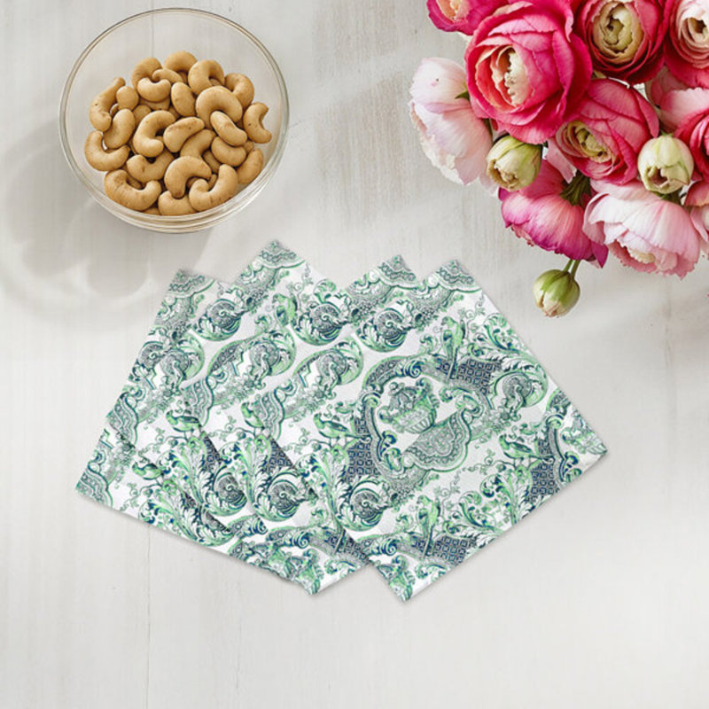 Cotton Blend Square Napkins, Green