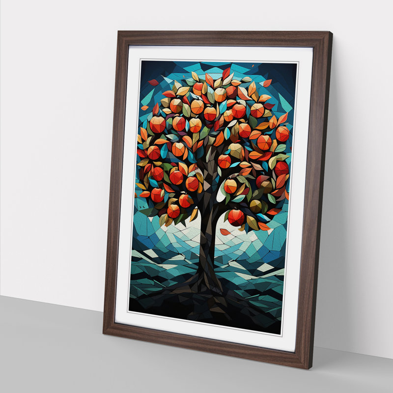 Single Picture Frame Print on Wood, 64cm H x 46cm W, Walnut Framed